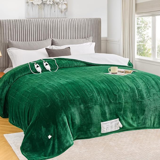 greenoak Heated Blanket Electric King Size 100"X90" Dual Control, Heating by Greenoak