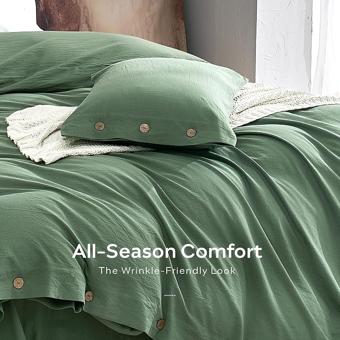 JELLYMONI 100% Washed Cotton Duvet Cover Twin – Soft, Breathable Linen-Look - Image 5