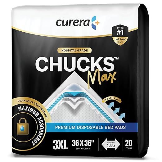 Chucks® MAX Hospital Bed Pads Disposable Adult 36 x 36 Breathable Incontinence by Curera