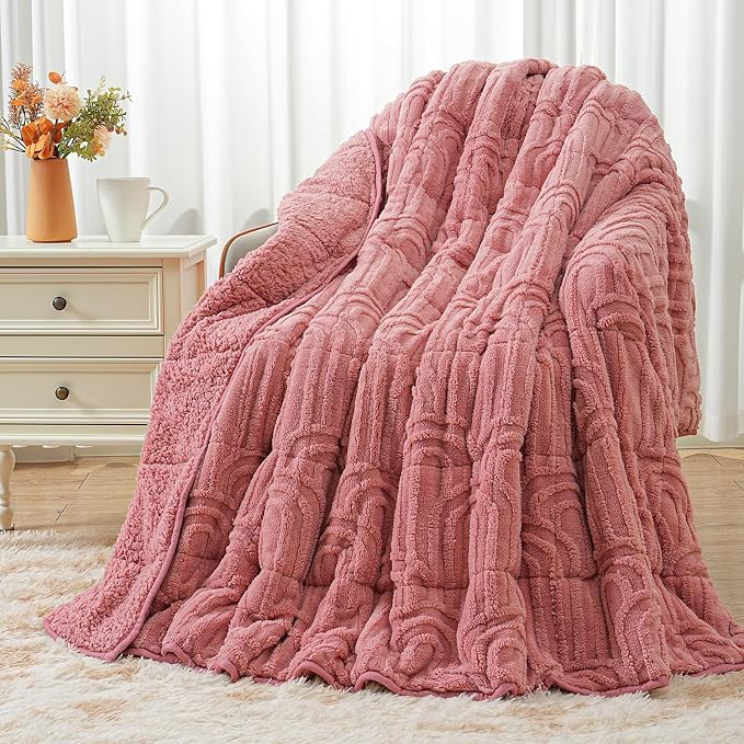 Wemore Jacquard Fleece Weighted Blanket King Size 80" x 87" 15lbs, Ultra Soft by WemoreDirect