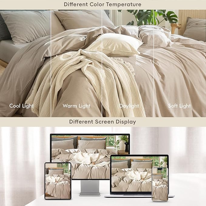 MooMee Bedding Duvet Cover Set 100% Washed Cotton Linen Like Textured - Image 7