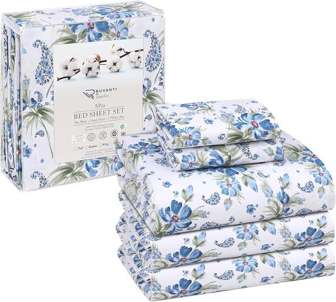 RUVANTI 100% Cotton Sheets – Split King Size Percale Bedding, Cooling & - Image 8