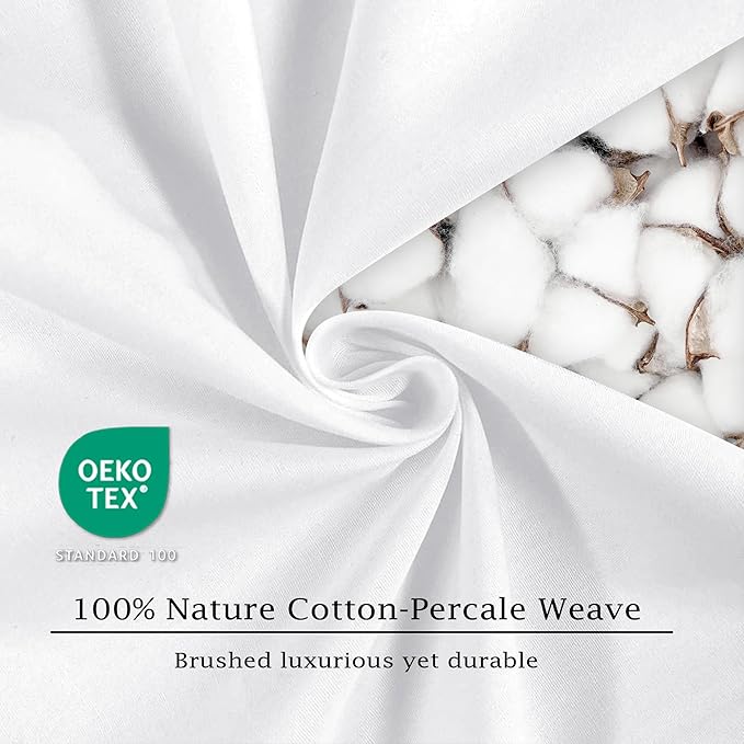 FreshCulture Pure Cotton Fitted Sheets Queen Size, 300 Thread Count Percale - Image 6