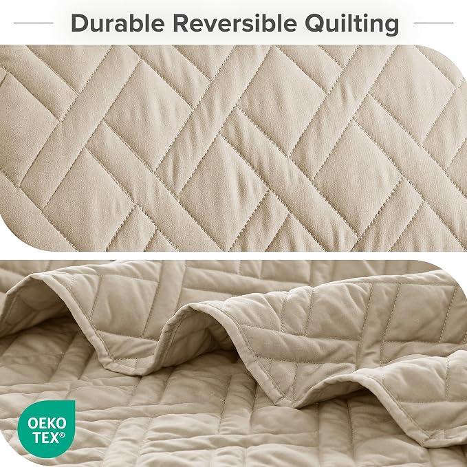 Comfort Spaces Twin Quilt Set Modern Reversible Diamond Coverlet Twin Bedding - Image 5