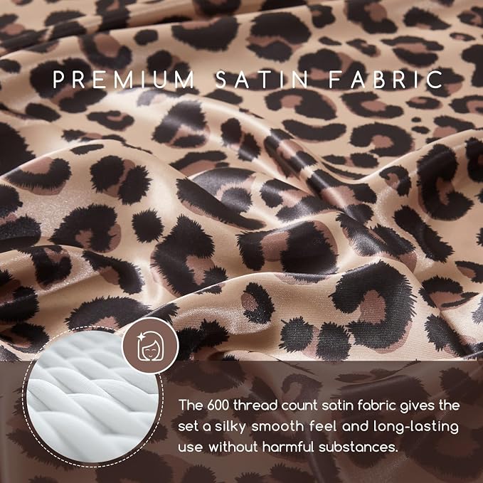 MR&HM Satin Bed Sheets with Elastic Corner Straps, King Size Sheets Set - Image 2