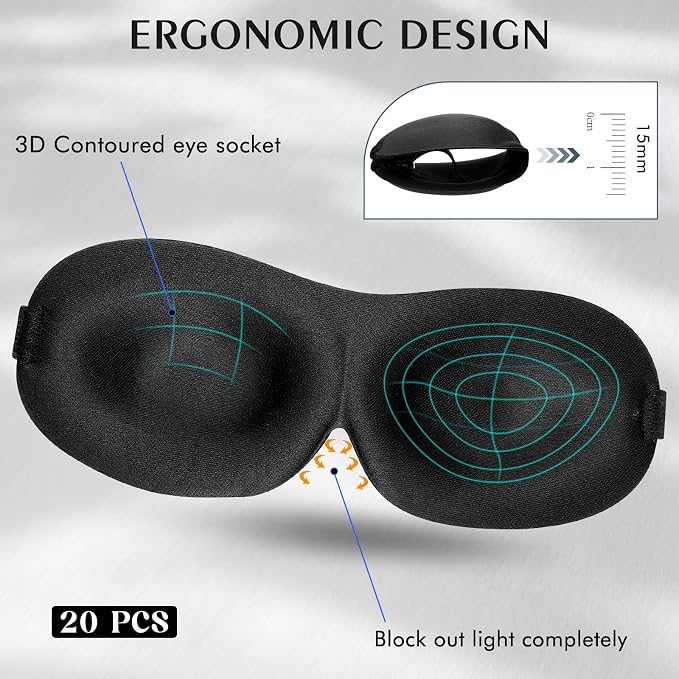 Bonuci 20 Pack Sleep Mask Blackout 3D Eye Mask - Image 2