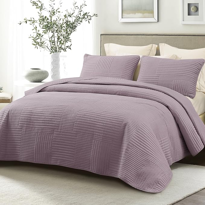 Whale Flotilla Ultra Soft Twin Quilt Bedding Set, Lightweight Microfiber Lilac - Image 8
