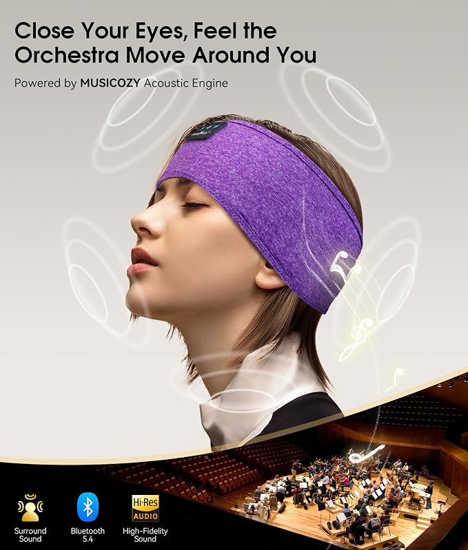 MUSICOZY Sleep Headphones Bluetooth 5.4 Headband, Wireless Earphones Music - Image 4