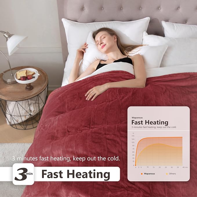 Wapaneus Heated Blanket Electric Full Size 72"x84" - Image 3