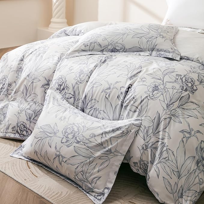 OAITE Duvet Cover Twin Size, Reversible Shallow Bottom Printing White Duvet - Image 4