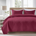 FLYMME Quilts Queen Size, Lightweight Burgundy Bedspreads, Basket Weave Pattern by FLYMME