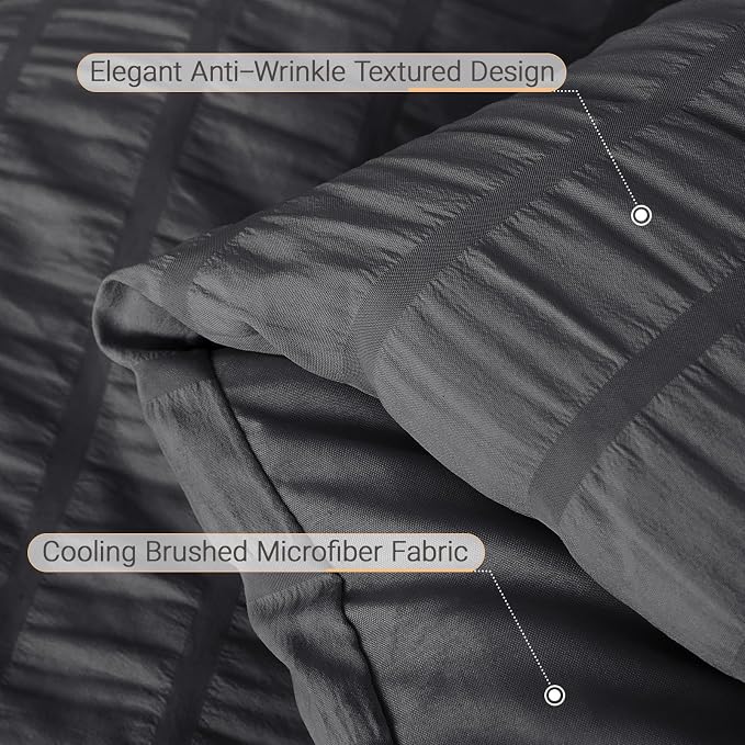 MUXHOMO 5 Pieces Twin XL Comforter Set, Seersucker Bed in a Bag Twin XL Size - Image 6