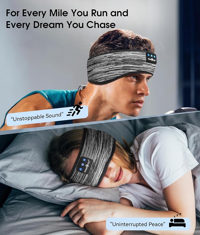 MUSICOZY Sleep Headphones Bluetooth 5.4 Headband, Wireless Earphones Music - Image 2