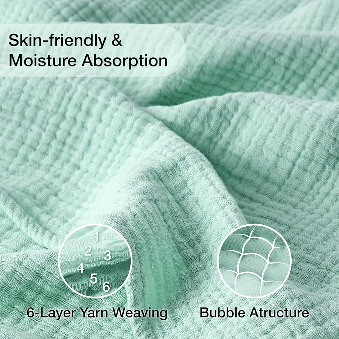 100% Cotton Muslin Blanket Large 50" x 70", Breathable and Lightweight Cotton - Image 2