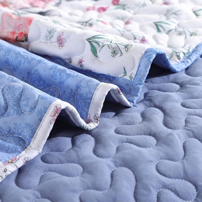 YIKUSH Quilt Sets King Size Floral Quilt Set 3 Pieces Bedding Set Bedspreads - Image 4