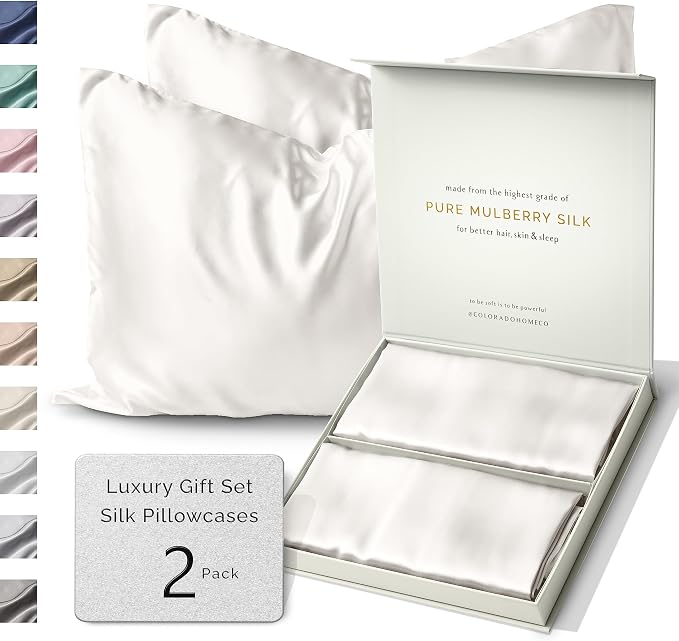 SUNDAYSILKS™ | Silk Pillow Cases 2 PACK | 22 Momme Mulberry Silk Pillowcase Set by ColoradoHomeCo