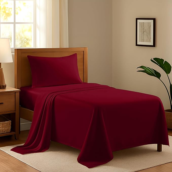 100% Egyptian Cotton Twin Bed Sheets Set by AshtonSheets