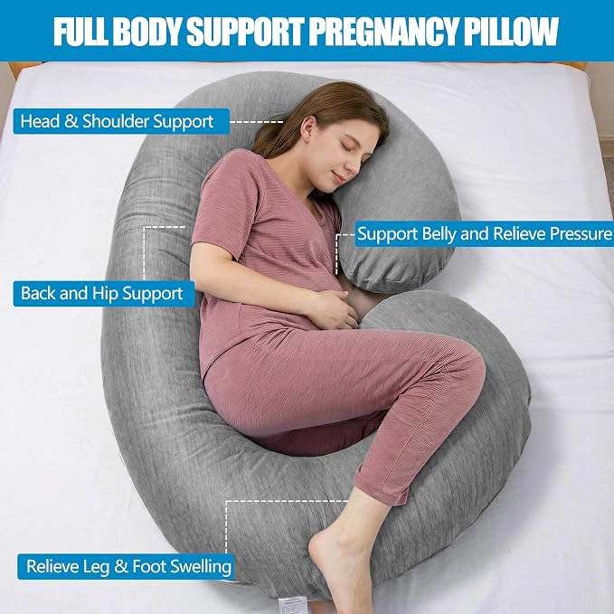 1 MIDDLE ONE Pregnancy Pillow, C Shaped Full Body Pillow - Image 3