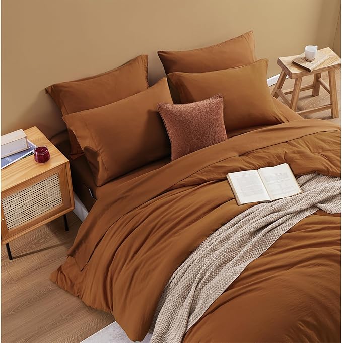WRENSONGE Super King Plus Comforter Set- 7 Pieces Terracotta Bed in a Bag Super - Image 2