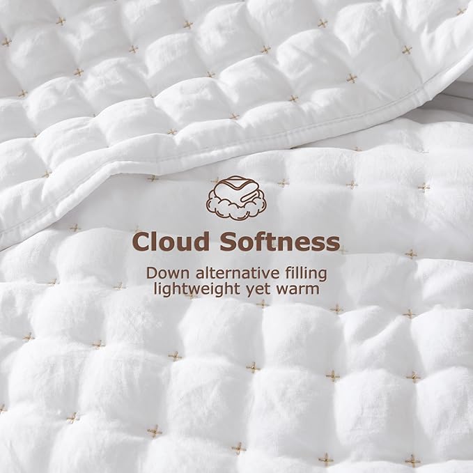 WDCOZY White Twin Size Quilt Bedding Sets - Image 4