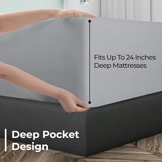 Royale Linens Extra Deep Pocket Twin Fitted Sheet Only - Image 4