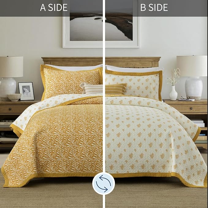 SahSahCasa Quilt Set King Size, 100% Cotton Quilt Bedding Set Bedspread - Image 6