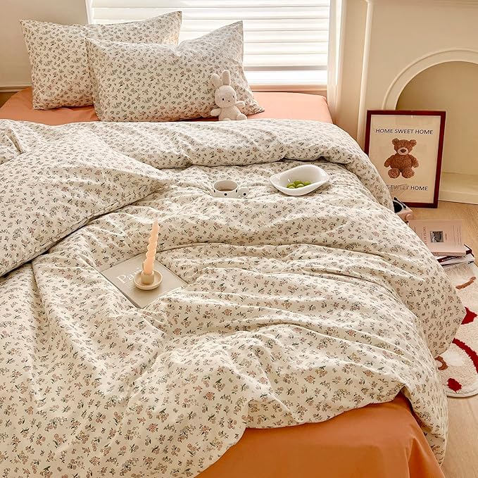 mixinni Boho Floral Girls Duvet Cover Set Twin XL Size Soft Cotton Comforter by mixinni