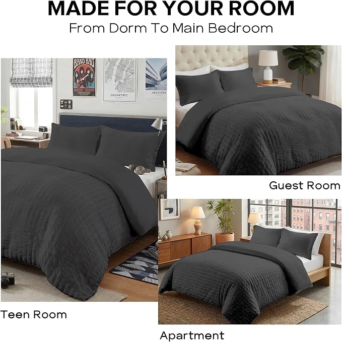 Cozyide Dark Grey Duvet Cover Full Size, 3 Pieces Bedding Duvet Covers - Image 7