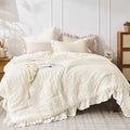 JOLLYVOGUE Ivory Comforter Full Size, 3 Pieces Seersucker Lightweight Full Size by JOLLYVOGUE