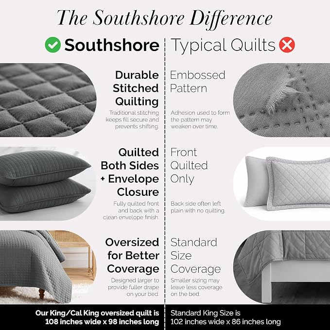 Southshore Fine Living, Inc. Oversized Quilt King Size Set, Microfiber Quilted - Image 4