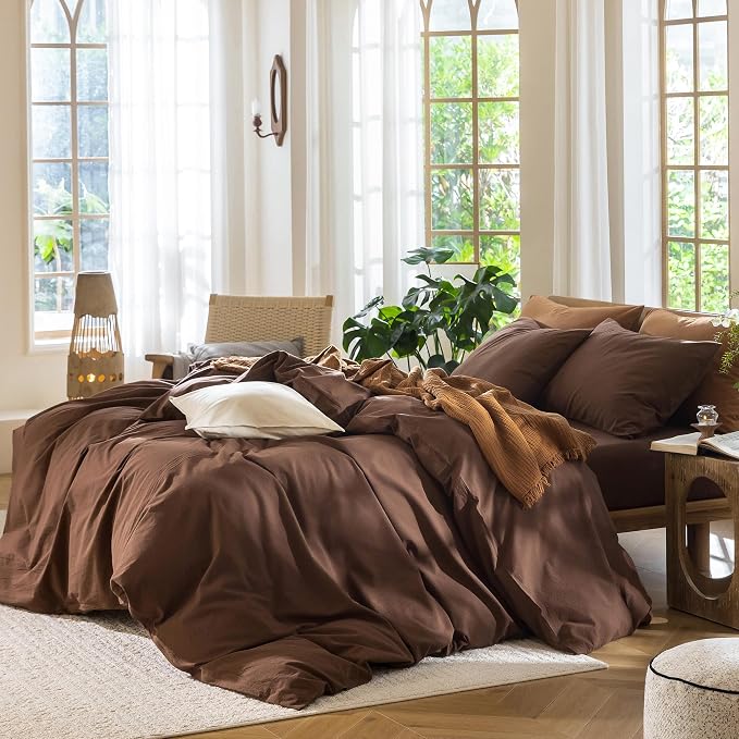 MooMee Bedding Duvet Cover Set 100% Washed Cotton Linen Like Textured - Image 3