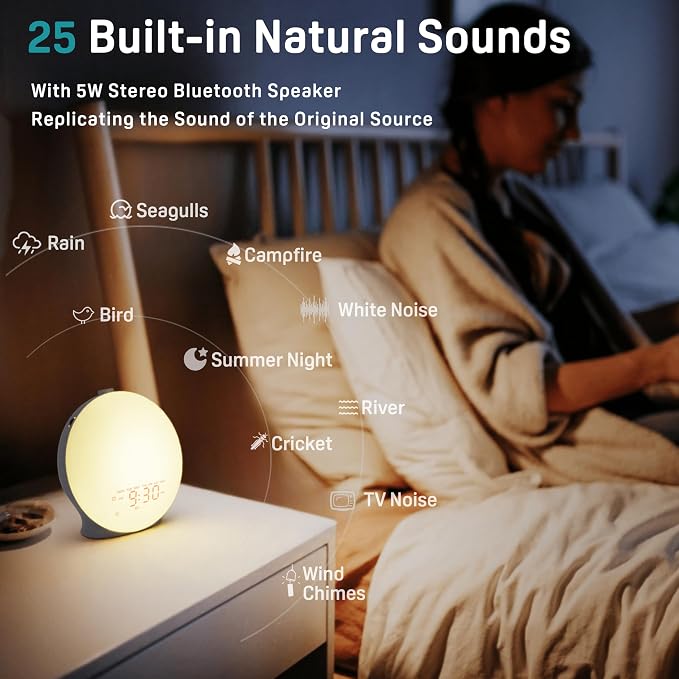 JALL Sunrise Alarm Clock White Noise Sound Machine - Image 2