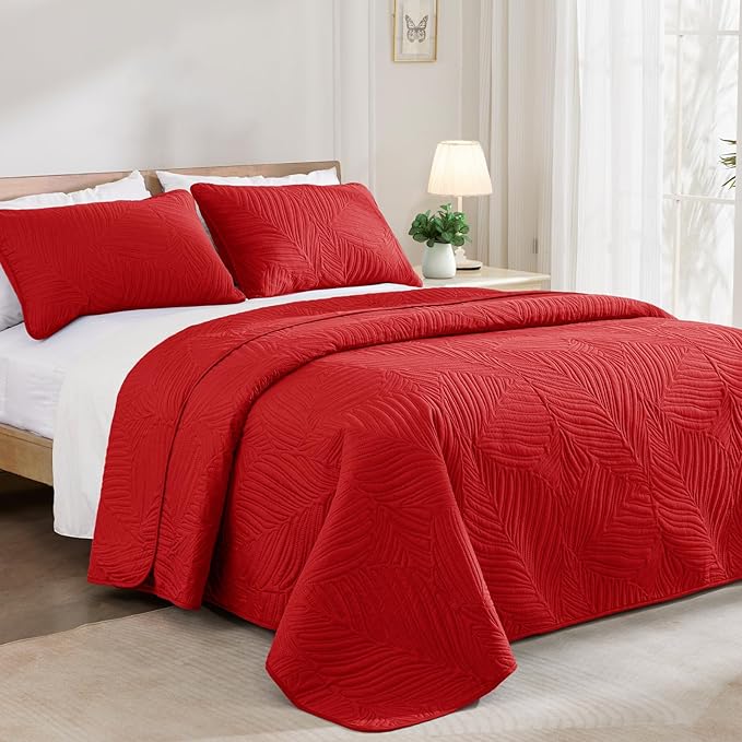 Exclusivo Mezcla Twin Quilt Bedding Set, Lightweight Red Quilts Twin Size - Image 2