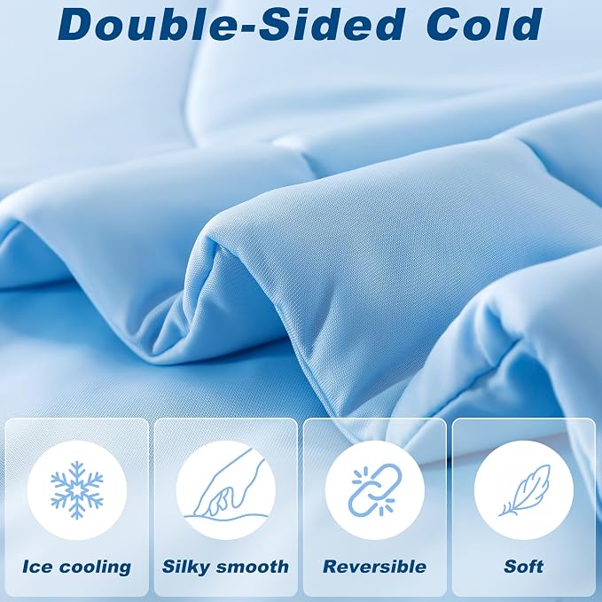 Cooling Comforter Queen Size, Double-Sided Cold Tech Fabric Quilted Bed - Image 3