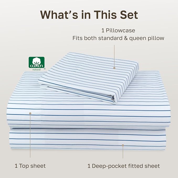 California Design Den Printed Striped Twin XL Sheets Set - Image 4