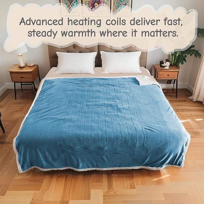 Electric Heated Blanket Twin Size 62"x84", Soft Flannel - Image 8