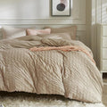 JELLYMONI Khaki Duvet Cover Full Size, Soft Breathable Seersucker Duvet Cover by JELLYMONI