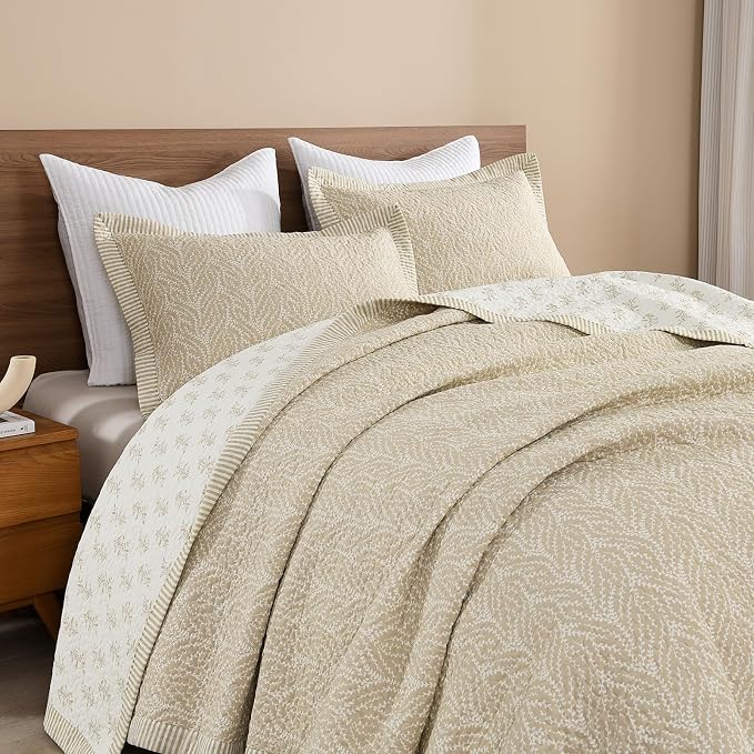 SahSahCasa Quilt Set Queen Size, 100% Cotton Quilt Bedding Set Bedspread by SahSahCasa