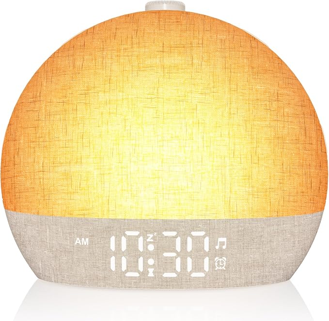 Wake Up Light Sunrise Alarm Clock, Dimmable Night Lights, Sleep Aid, Loud Alarm by ARUQO