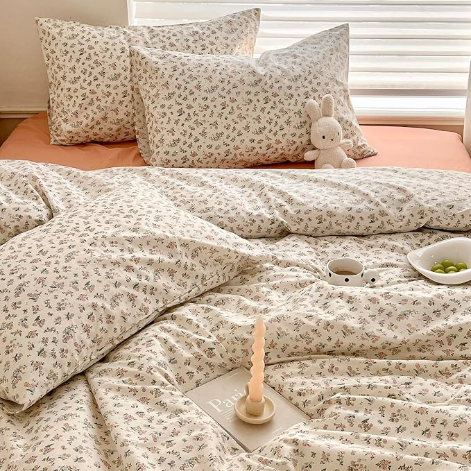 mixinni Boho Floral Girls Duvet Cover Set Twin XL Size Soft Cotton Comforter - Image 4