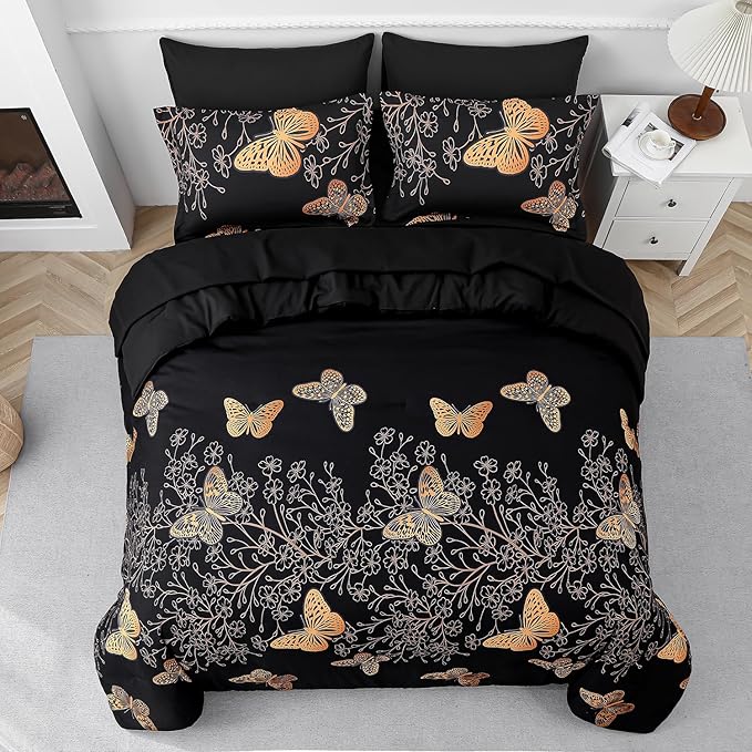 Yogeneg 7 Piece Bed in a Bag Full Size Comforter Set Black Bedding Set - Image 3