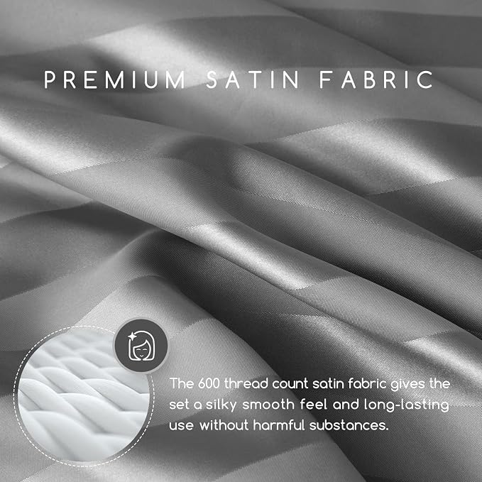 MR&HM Satin Bed Sheets, King Size Sheets Set - Image 3