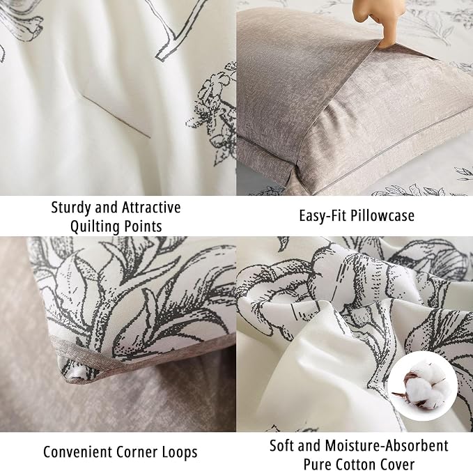 LEMIROE Floral Cotton Comforter Twin Size 2Pcs - Image 5