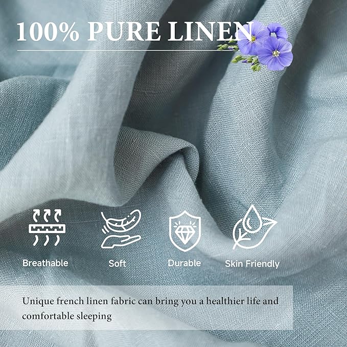 Simple&Opulence French Linen Flat Sheet, 100% Natural Flax Bedding Sheet - Image 2
