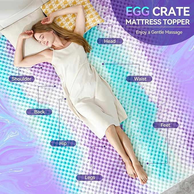 SINWEEK 2 Inch Egg Crate Memory Foam Mattress Topper Twin XL, Twin Extra Long - Image 2