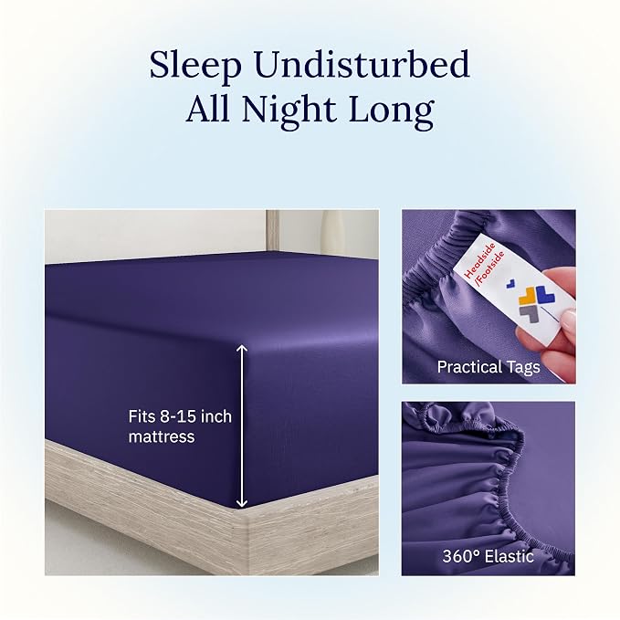 California Design Den Twin Fitted Sheet Cotton, Soft 400 Thread Count 100% - Image 5