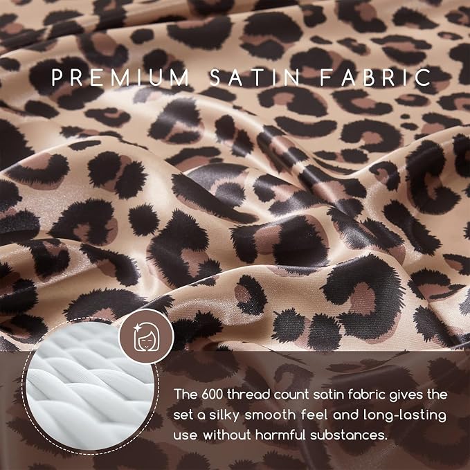MR&HM Satin Bed Sheets with Elastic Corner Straps, King Size Sheets Set - Image 3