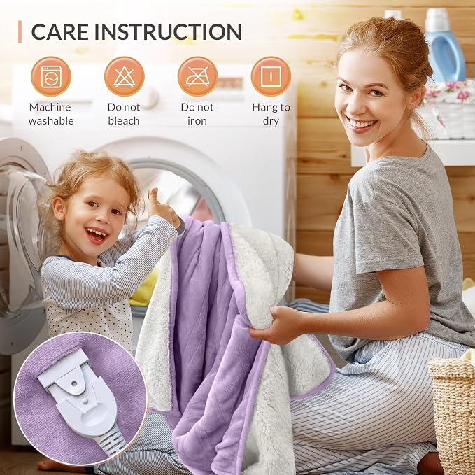 HOMLYNS LuxeHeat Heated Blanket Electric Blanket Twin Size, Soft Flannel Sherpa - Image 9