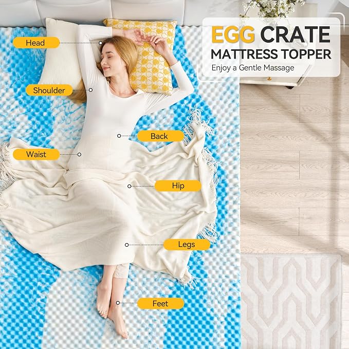 SINWEEK 2 Inch Egg Crate Memory Foam Mattress Topper King Size, Soft Mattress - Image 2