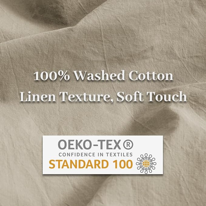 NEXHOME PRO Duvet Cover Set Kids Twin Size Linen Feel Textured Organic Natural - Image 6
